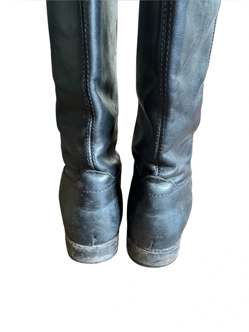 Frye Black Leather Knee High Riding Boots